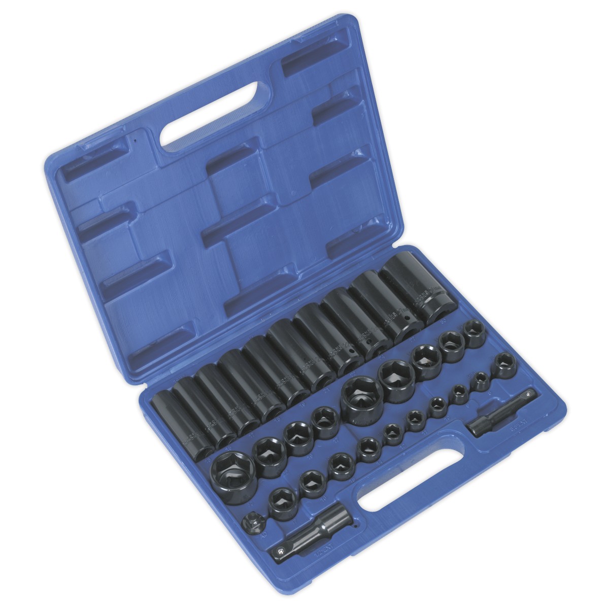 Sealey Ak681 Impact Socket Set 32Pc Standard/Deep 3/8In And 1/2In Sq Dr