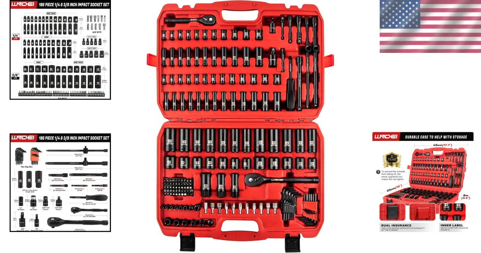 186-Piece Socket Wrench Set – Metric & Standard Full Sockets