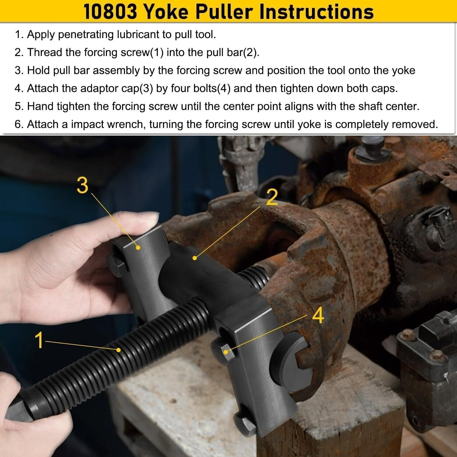 60050 Heavy Duty Yoke Puller Tool Kit with Case, Compatible with 10803
