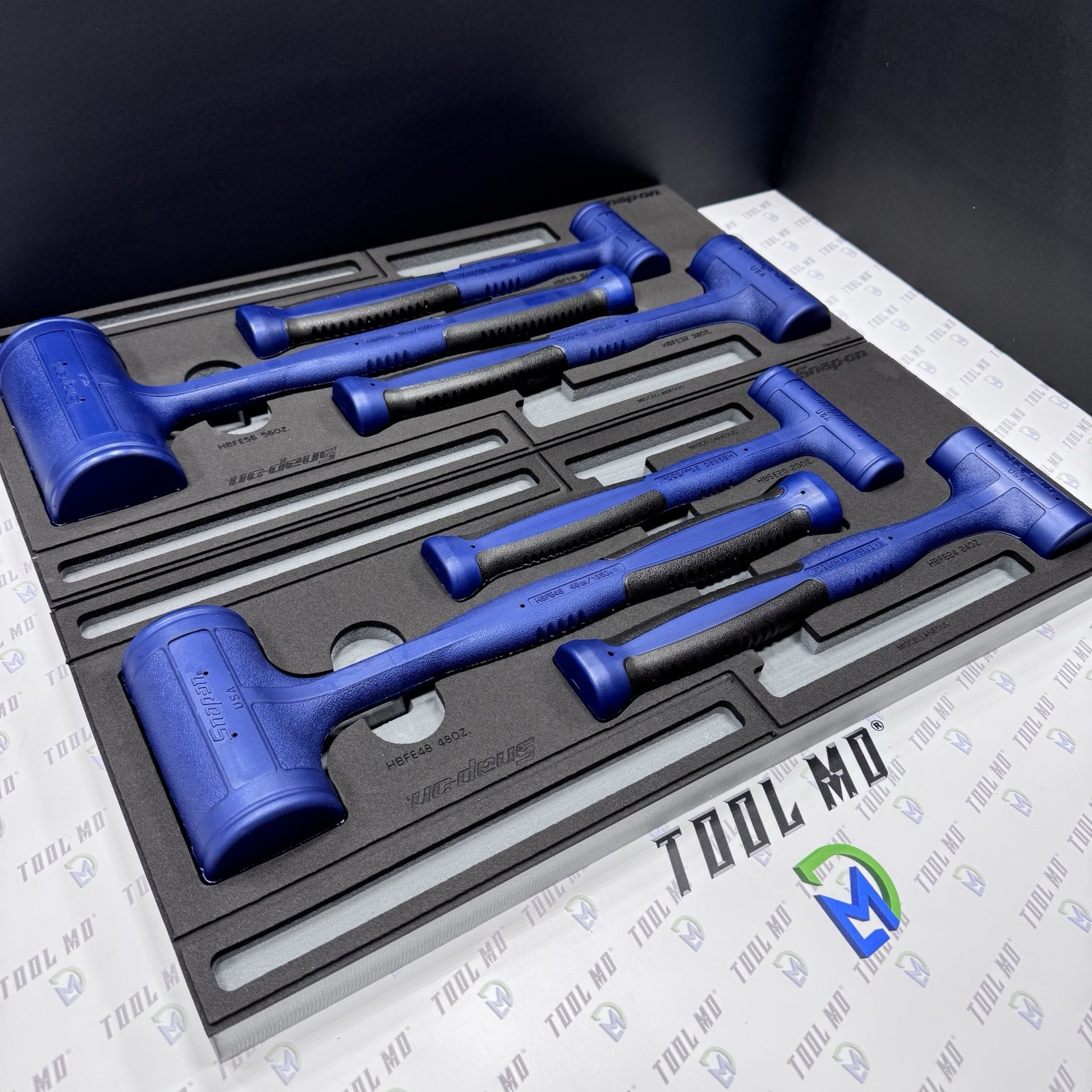 Snap-on Tools NEW 6pc POWER BLUE Dead Blow Hammer Set w/ PRO-FI Foam HBFE6FMB