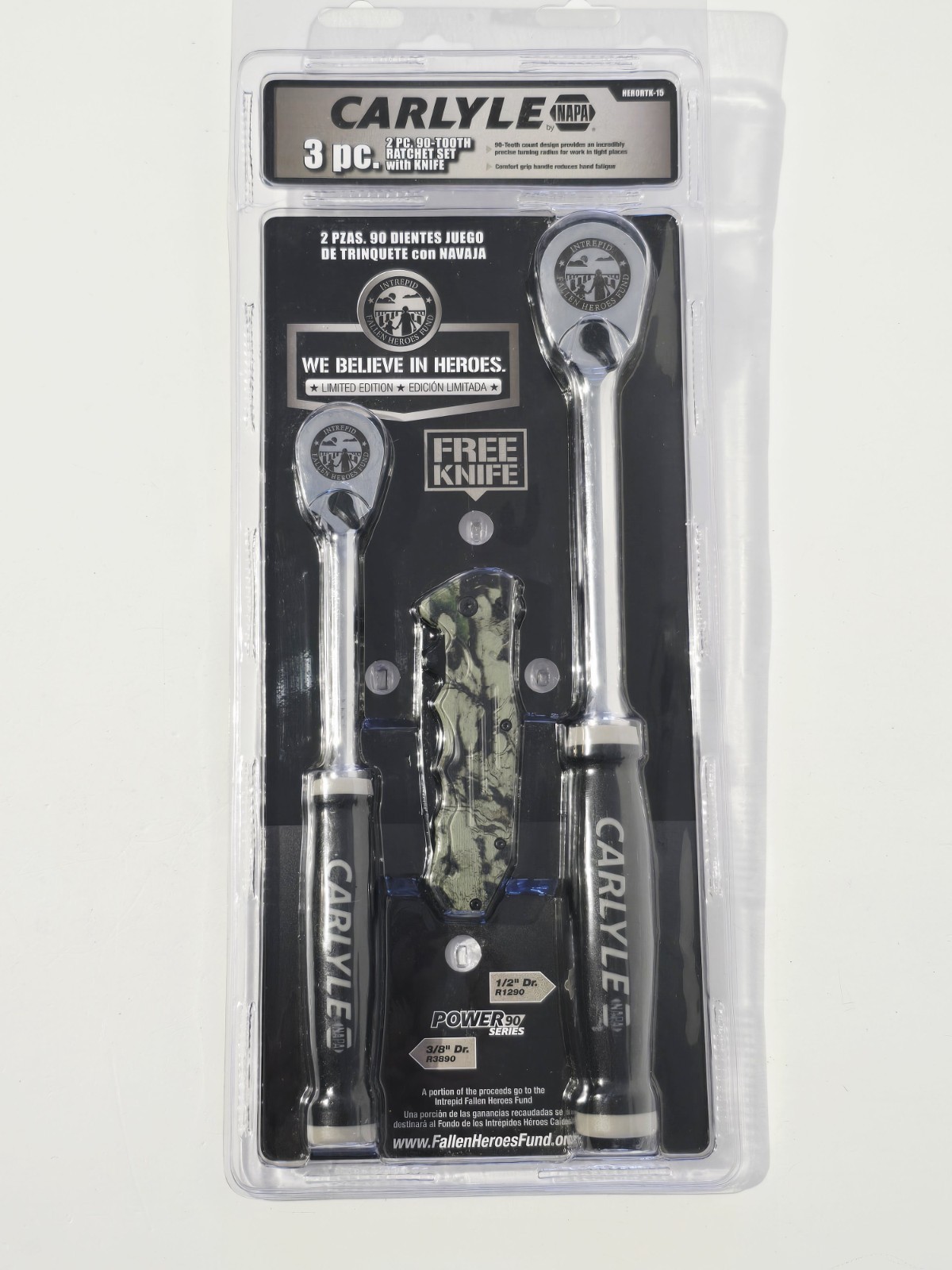RARE! CARLYLE NAPA 3/8 & 1/2 Special Edition Ratchet Set W/ Knife Power 90 Tooth