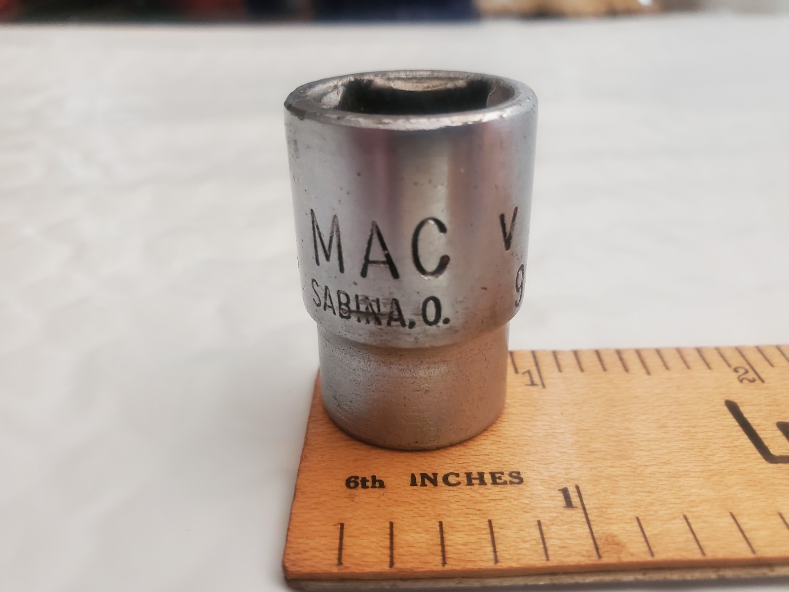 Vintage MAC Tools V 186 9/16″ Shallow Socket 3/8″ Drive 6-point USA Sabina OH