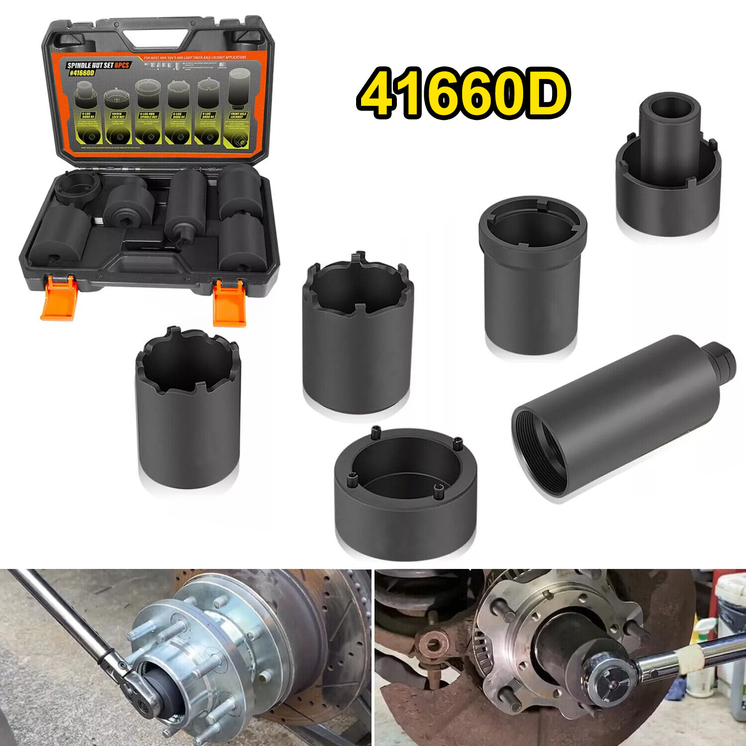 6pcs Spindle Nut Set 41660D 4WD Spindle Nut Socket Puller for Ford Dana 44/50/60
