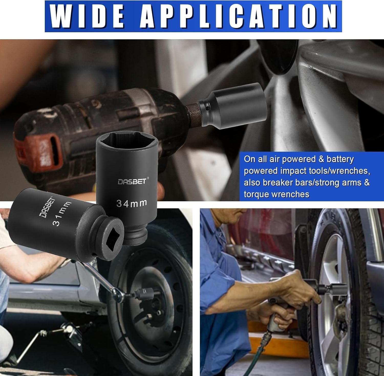 Deep Impact Socket Tool 9Pcs/Set 1/2″ Drive Metric Axle Hub Nut Socket 29-38mm