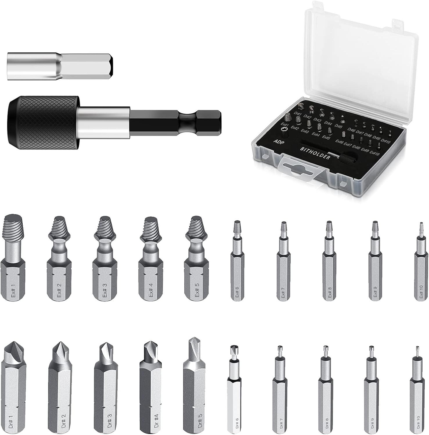 High-Speed Steel 22 PCS Screw Extractor Kit with Magnetic Holder for Easy Usage
