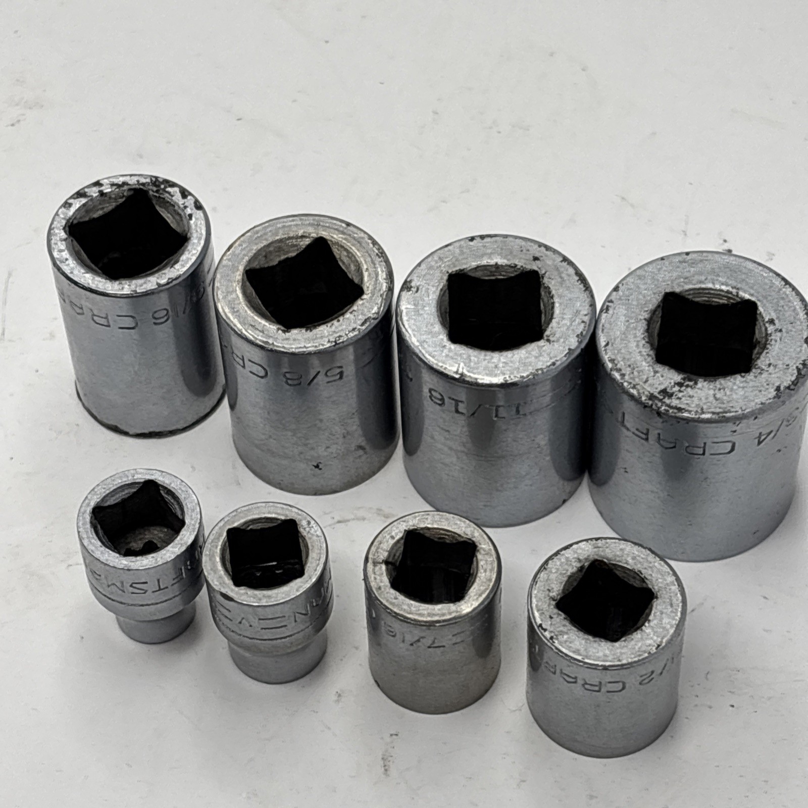 Craftsman Tools =V= SAE DOUBLE SQUARE Plug 8 Point Socket set master lot 8 pcs