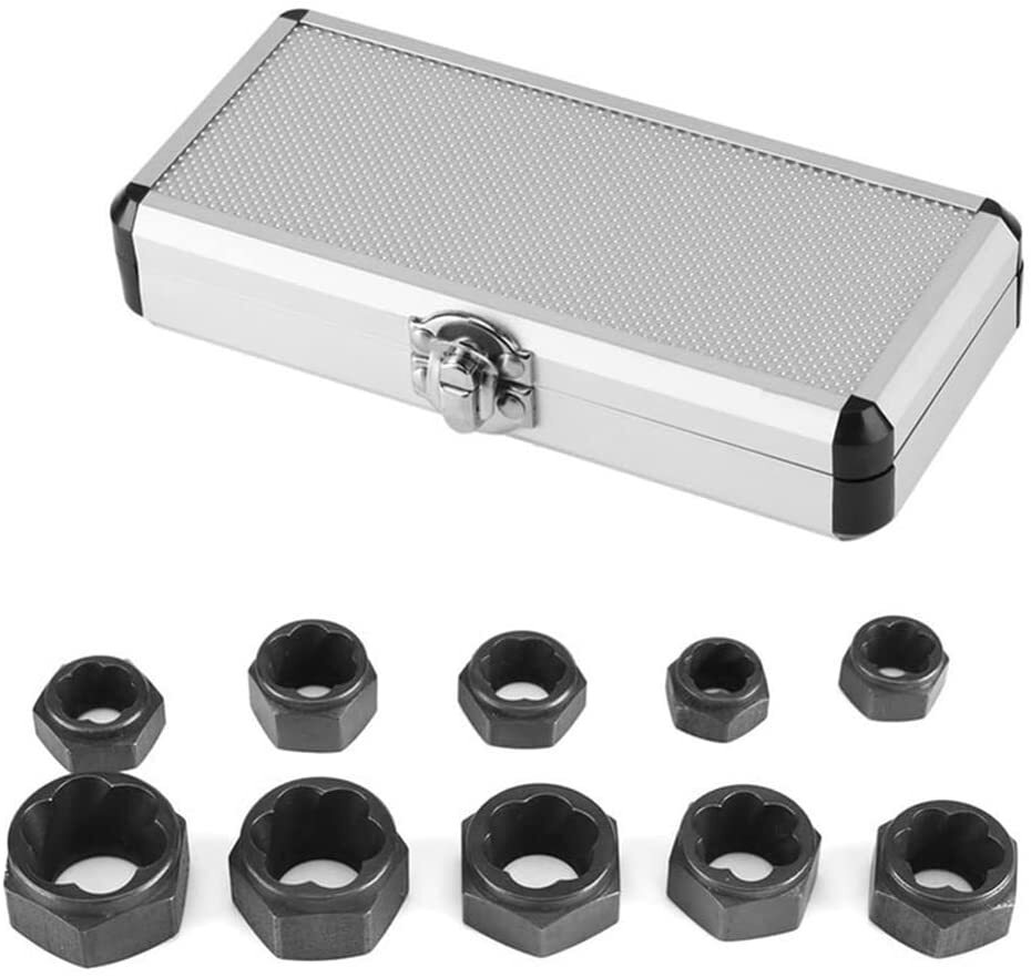 10pcs Damaged Lug Nut Lock Remover Twist Socket Set Screw Extractor Tool US