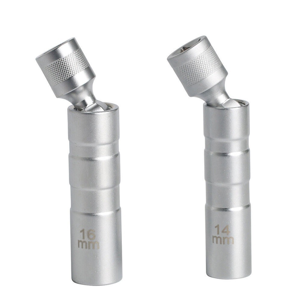 14mm & 16mm Thin Wall Magnetic Swivel Spark Plug Socket 12-Point Removal Tool