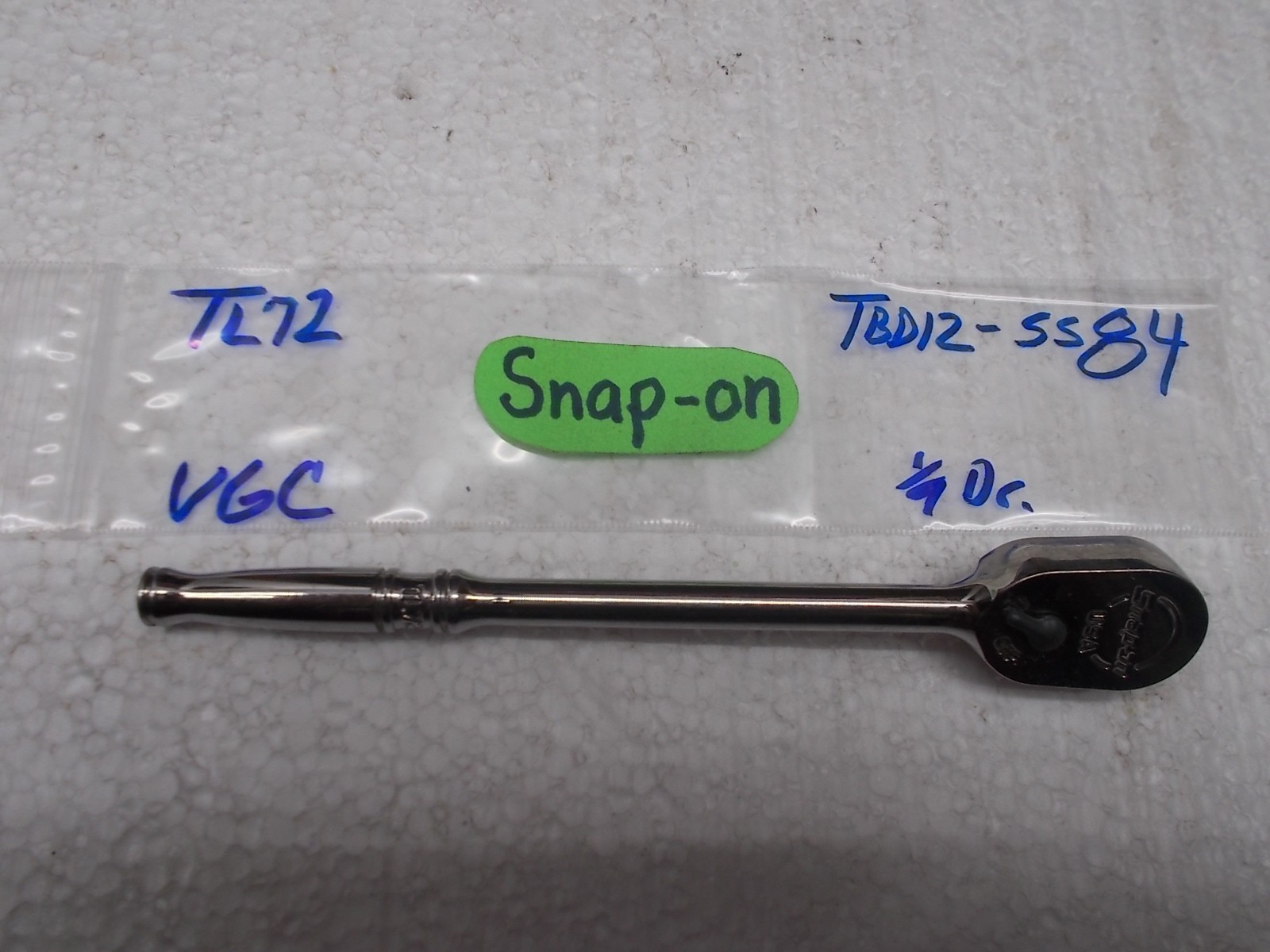 Snap-on tools 1/4″ drive Long Fixed Head Ratchet TL72F USA Nice!