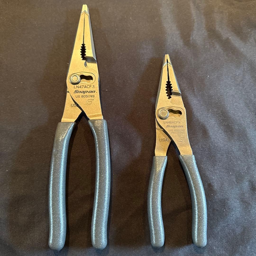 Snap On LN47ACF & LN46ACF Needle Nose/Slip-Joint Combination Orange Plier Set
