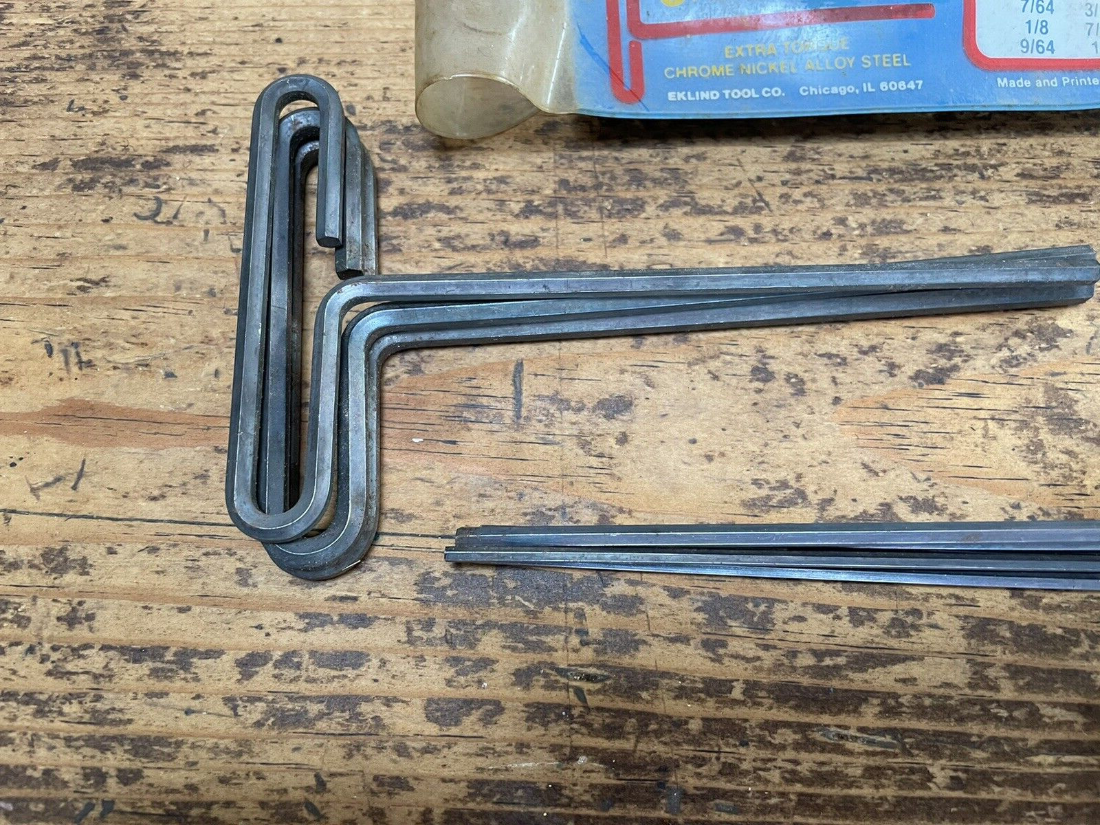 Eklind Tool Hex T-Key 6”, 8 Pce Set SAE, 3/32-1/4, Reusable Pack, See Descrip.