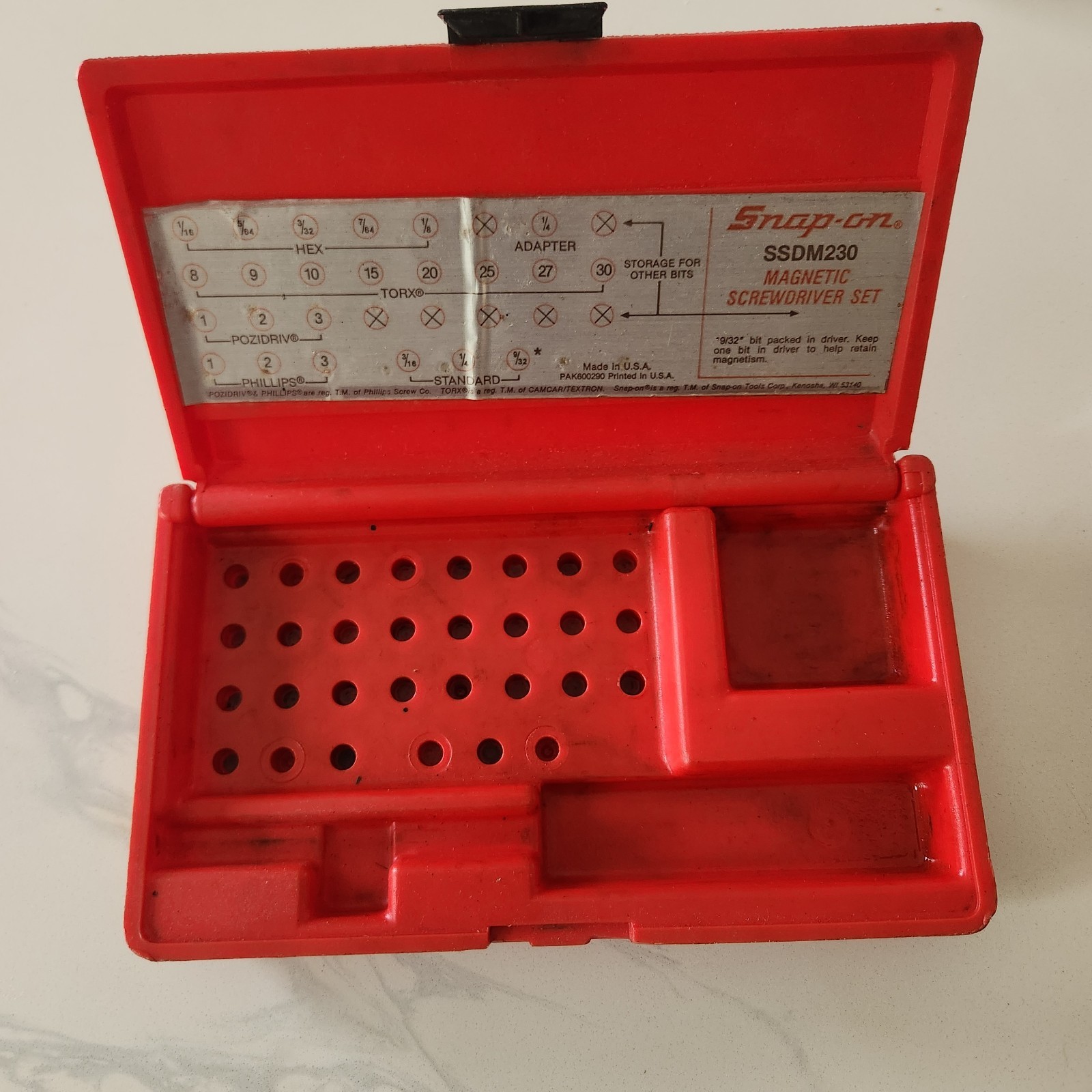 SNAP-ON MAGNETIC SCREWDRIVER CASE ONLY, PB32, SSDM230