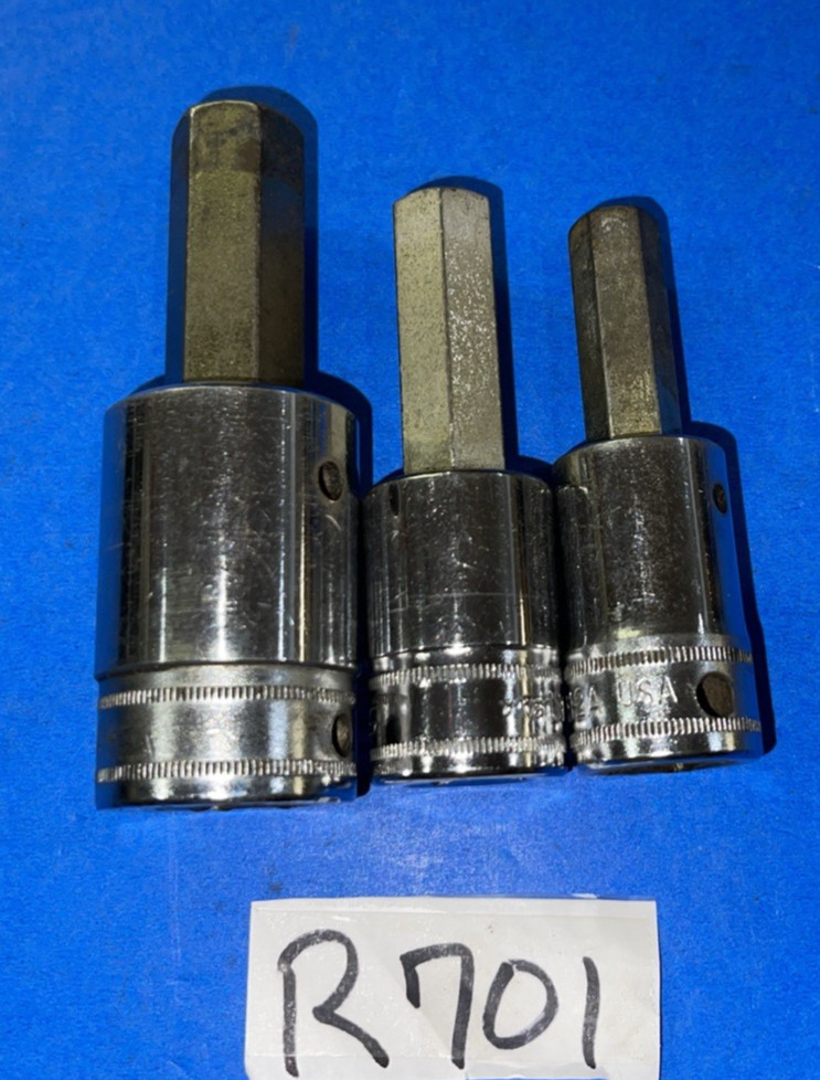 SNAP-ON TOOLS 3 PIECE 1/2 DRIVE METRIC HEX SOCKET DRIVERS 12MM, 14MM, 17MM