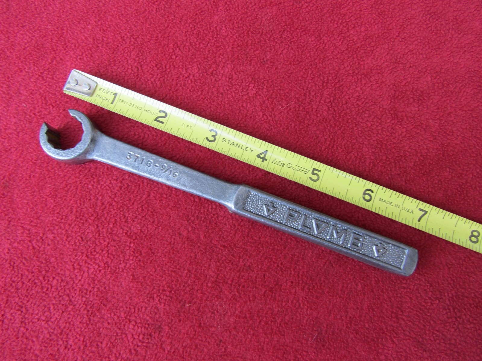 NICE Vtg Pre-1948 PLOMB Tools 3718 -9/16″ Flare Nut Wrench W/Pebbled Handle. USA