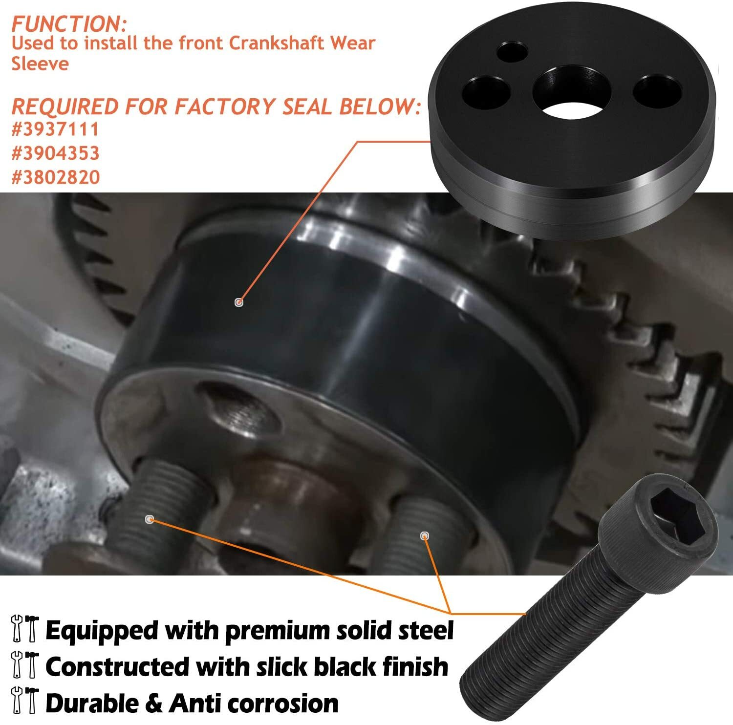 5046 Crankshaft Wear Sleeve Install Tool for Dodge Cummins 3.9L 5.9L 6.7L Paccar