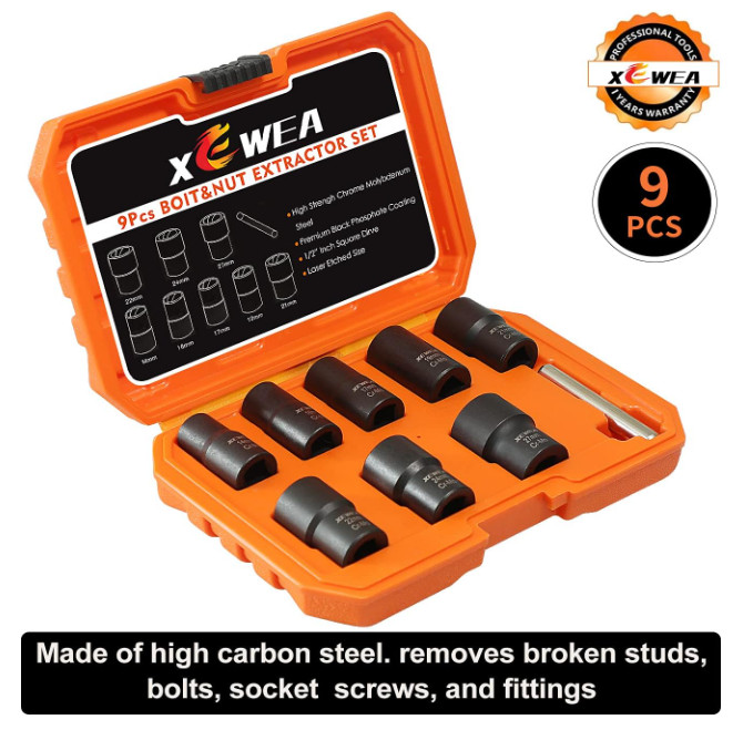 Bolt Nut Extractor Set, 1/2″ Drive Impact Lug Nut Wheel Lock Remover Socket Tool