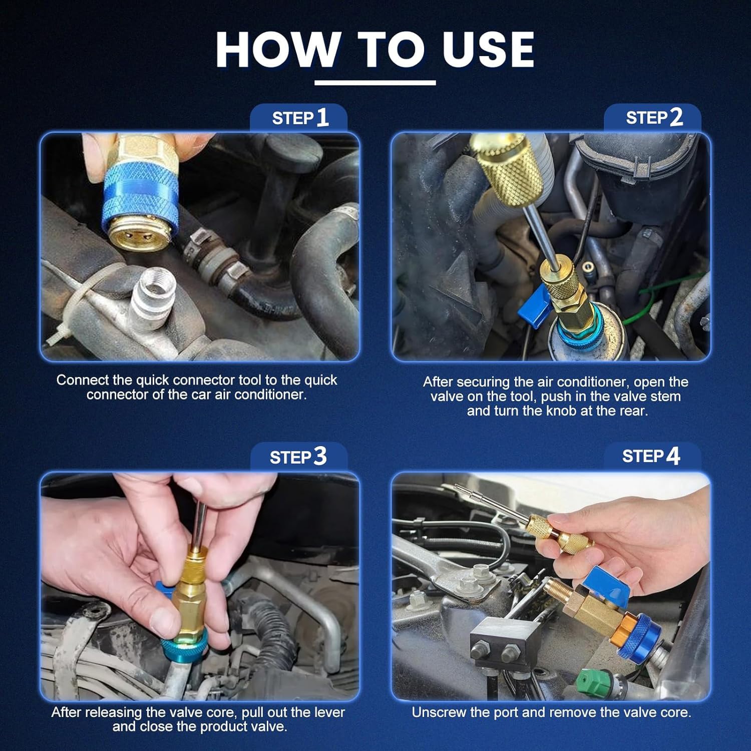 Car A/C R134A System Valve Core Quick Remover Installer Tools High Low Pressure
