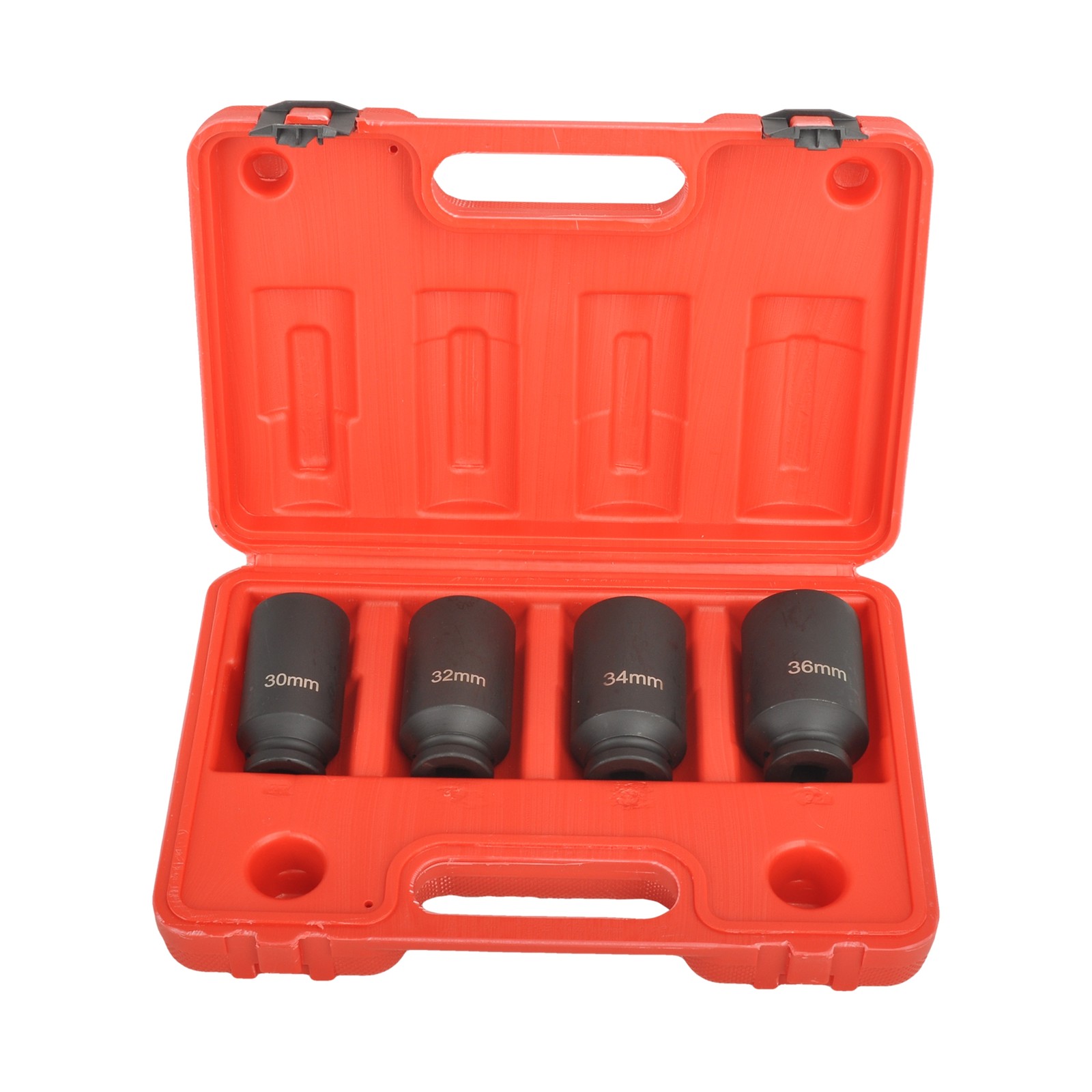 4PCS 1/2″ Drive 12 Point Black Heavy-duty Deep Impact Socket Set 30 32 34 36mm