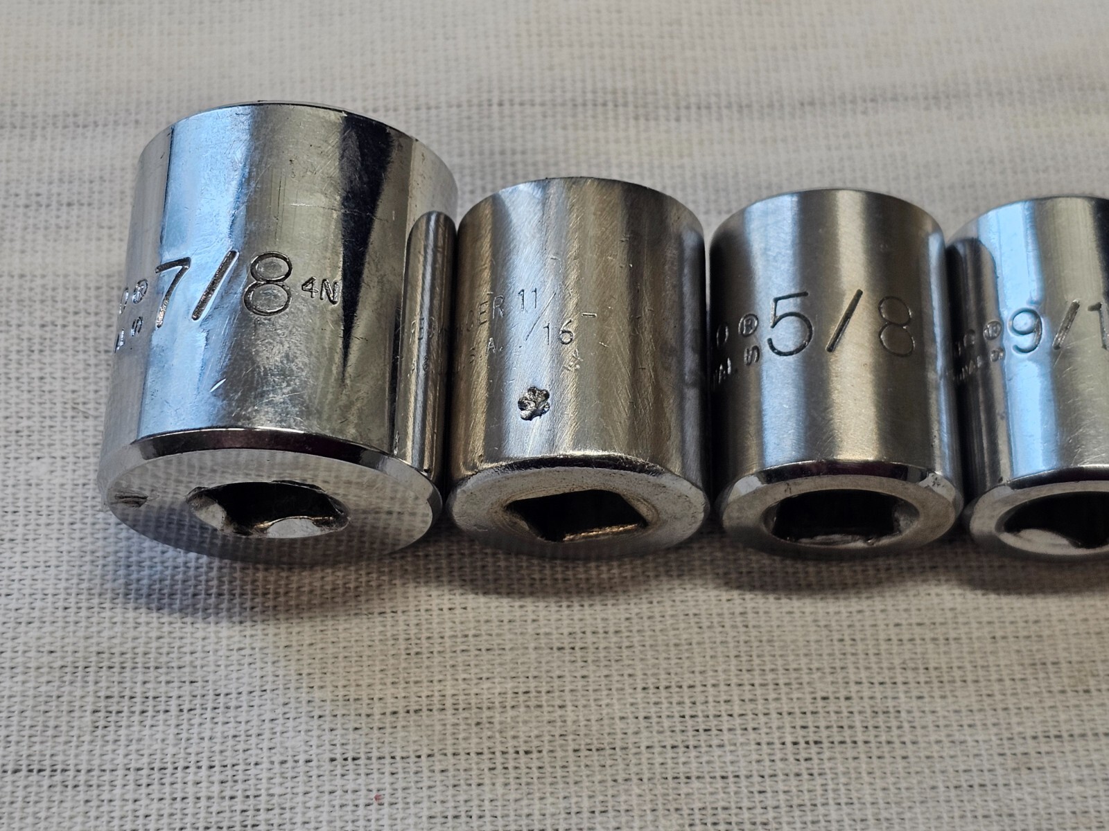 7 Proto Professional Sae Socket Set 3/8″ Drive 7/8 11/16 5/8 9/16 7/16 5/16″ USA