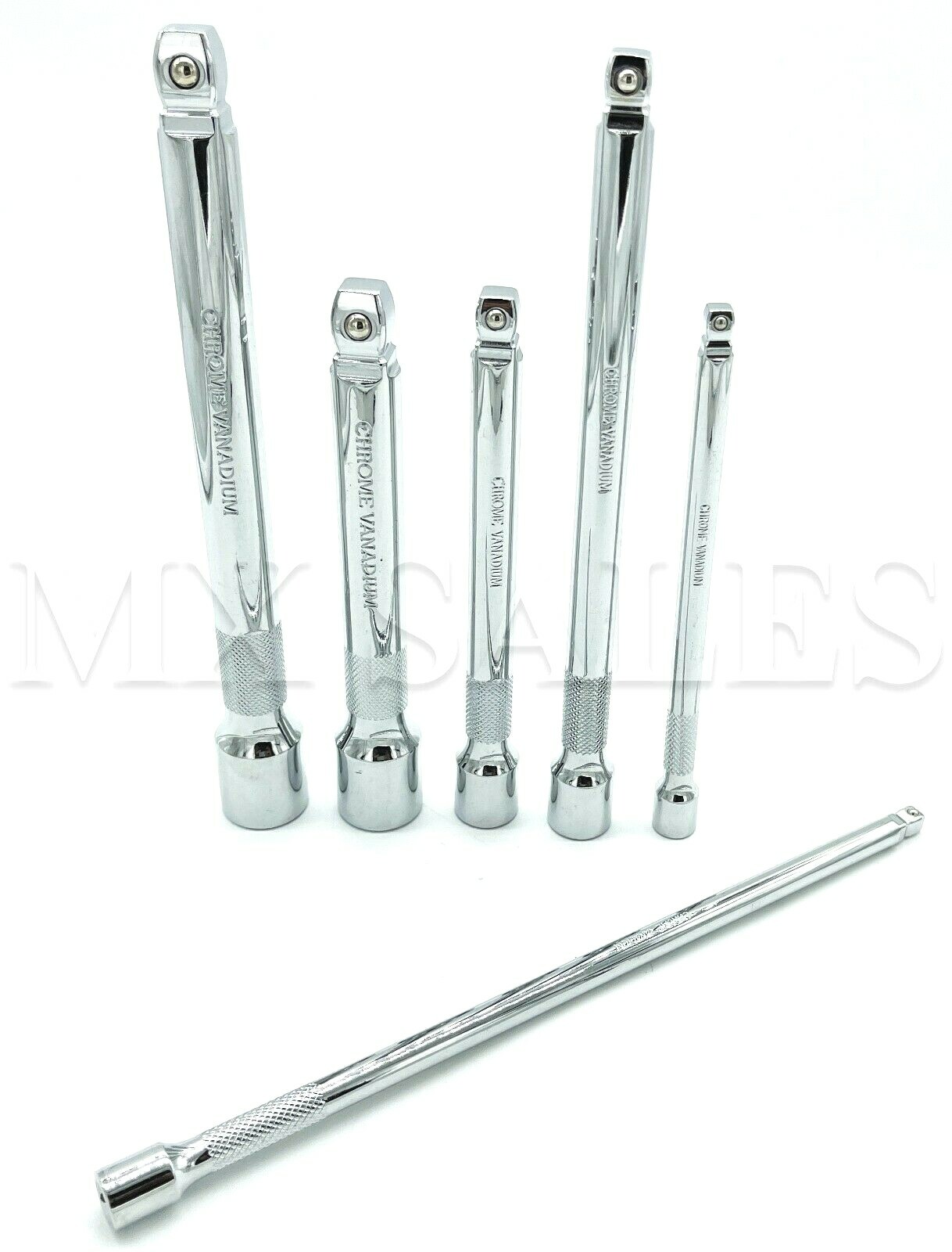 6PC Drive Car Wobble Socket Extension Bar Hand Tool Set Kit Box 1/4″ 3/8″ 1/2″