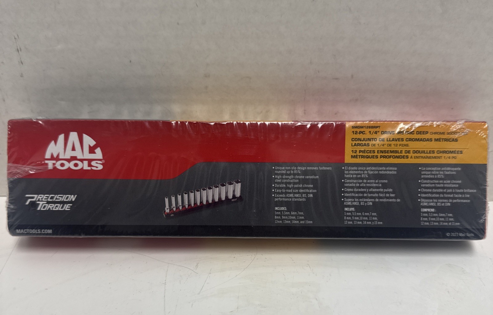 Mac Tools SMDM126BRPT 12 PCs 1/4″ Drive Metric Deep Chrome Socket Set New Sealed