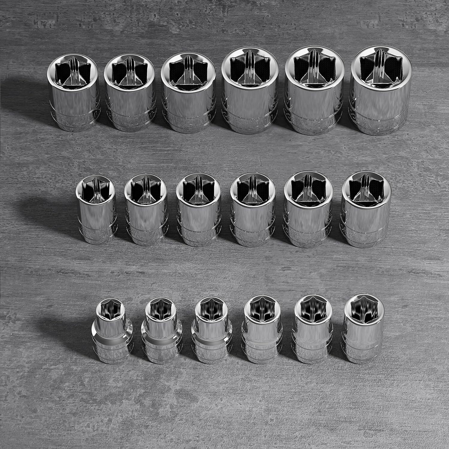Olsa Tools Metric Socket Set (18pc) | 18pc, 1/2-Inch Drive, Shallow
