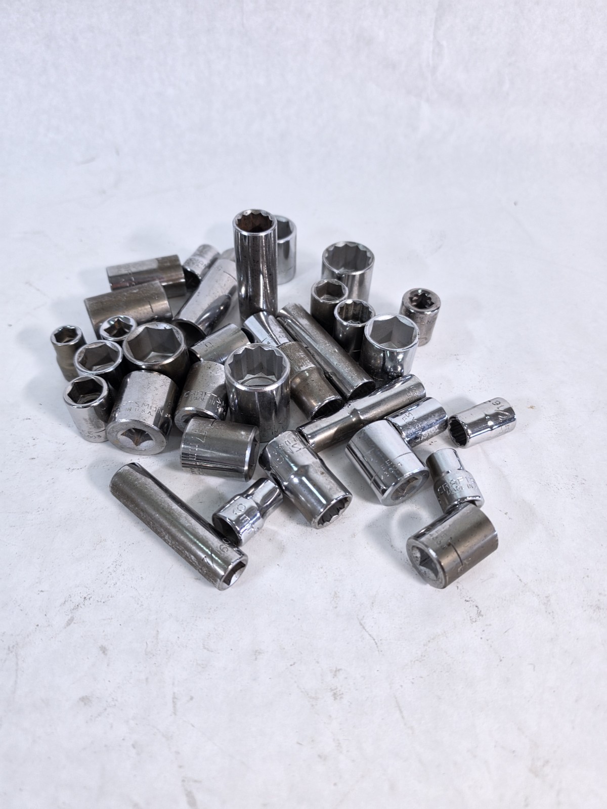 Lot of 33 Craftsman 3/8″ & 1/2″ Drive Sockets USA Made – Mixed Shallow & Deep