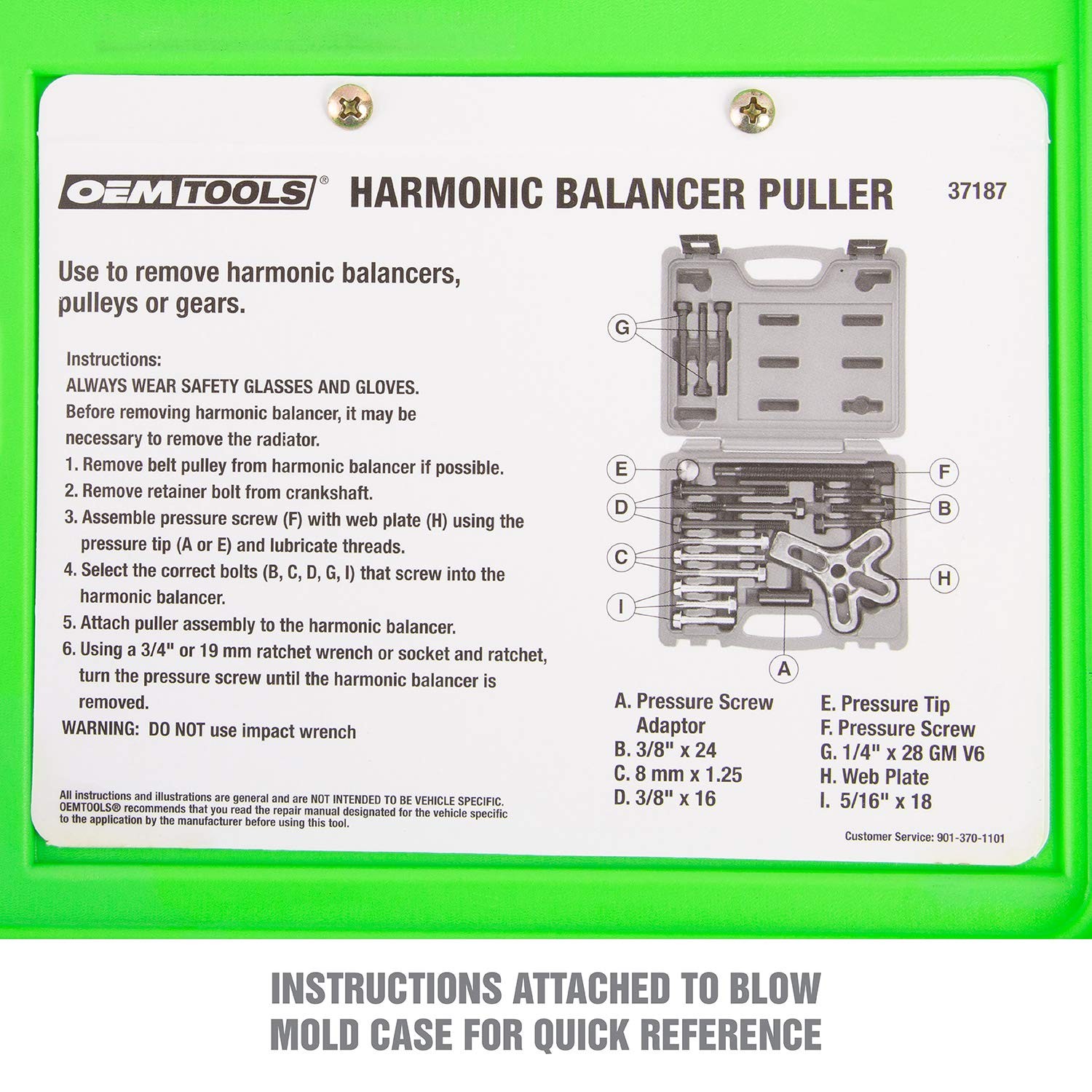 OEMTOOLS 37187 Harmonic Balancer Puller Kit, Removes One Size, Multi