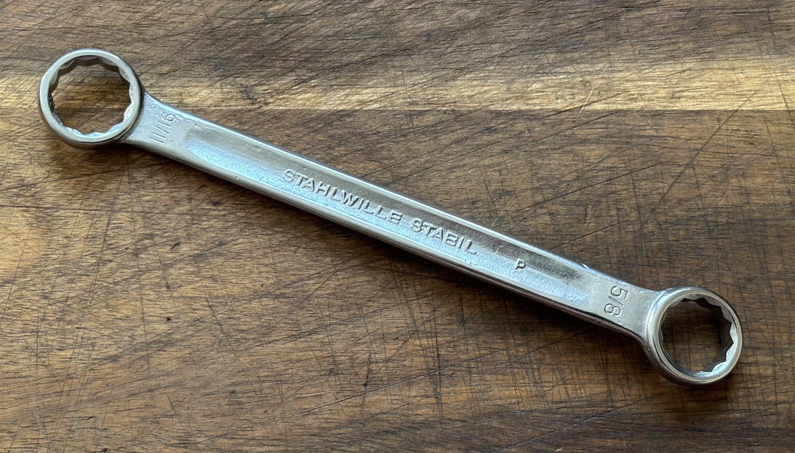 STAHLWILLE STABIL – 5/8” x 11/16” AF – slight cranked ring spanner / stored L/U