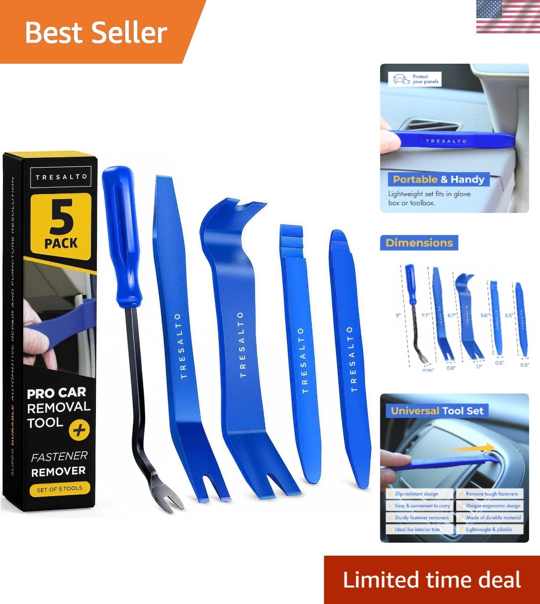 Essential 5-Piece Car Trim Removal Toolkit – Non-Damaging & Compact Design