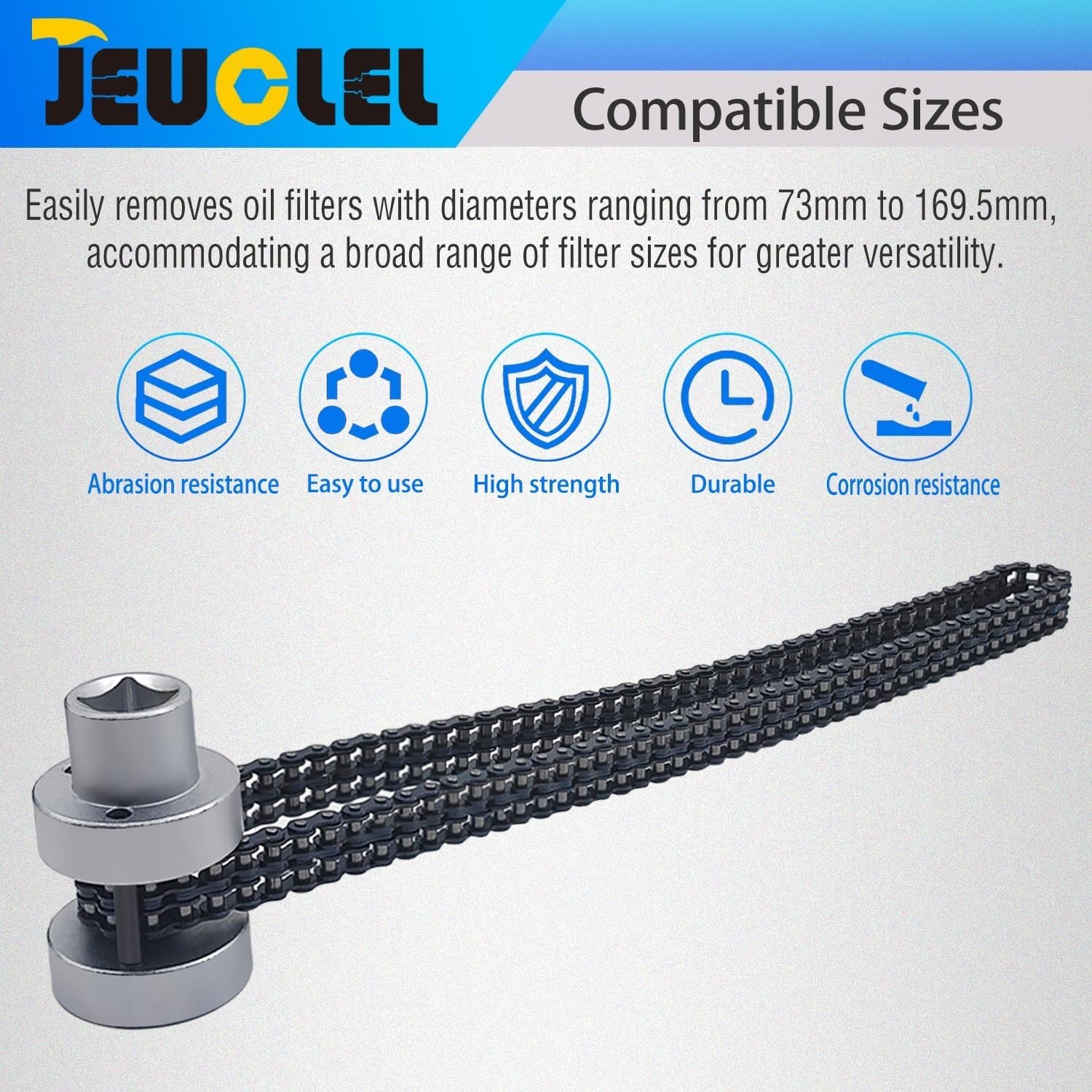Oil Filter Chain Wrench 73-169.5mm 1/2 Inch Drive Fits Most Vehicles Auto Repair
