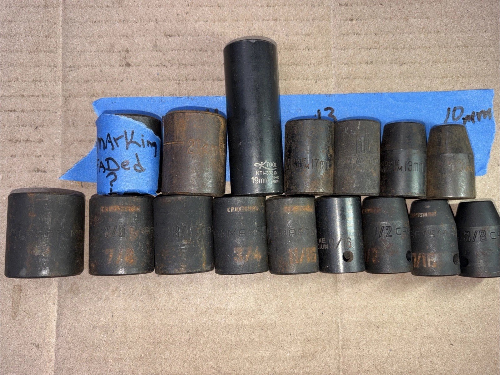 Craftsman & Other Impact Metric & SAE 1/2″ Drive Sockets 16 Pcs Vtg Mix Brands