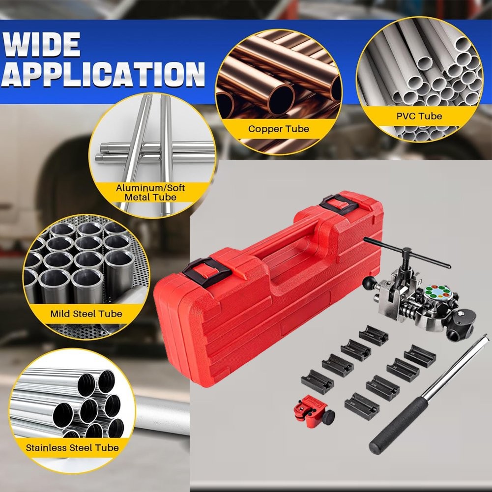 Brake Line Flaring Tool Kit 45° Single Double Bubble Flare for 3/16″ 1/4″ 5/16″