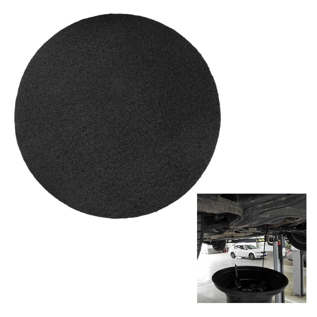 15» Oil Drain Splash Pad, Round No Splatter Pad for 14.88×0.55 inch, Black