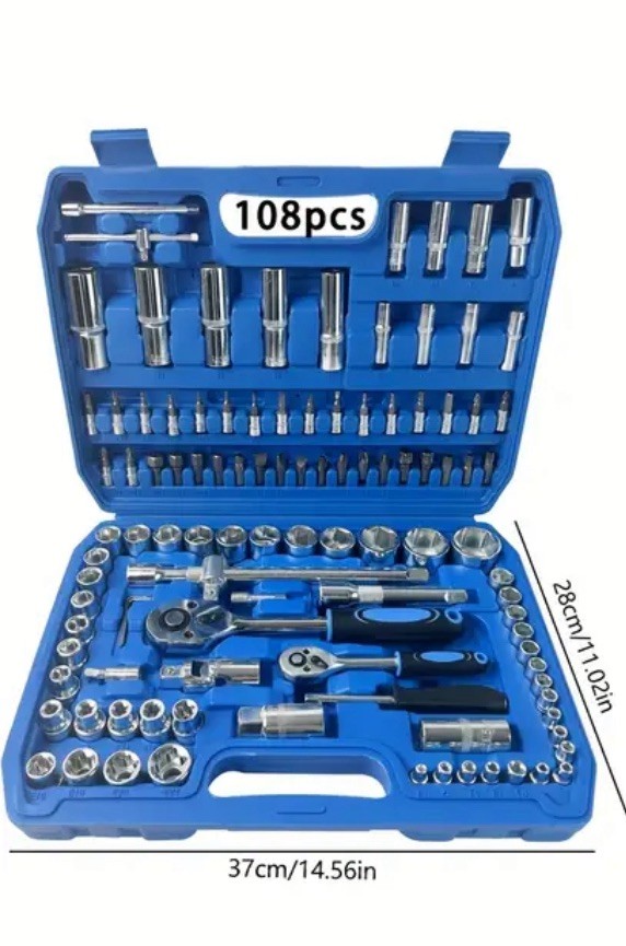 108Pcs Ratchet Wrench Socket Set 1/4″to 1/2″ Car Repair Tool Auto Mechanic Kit