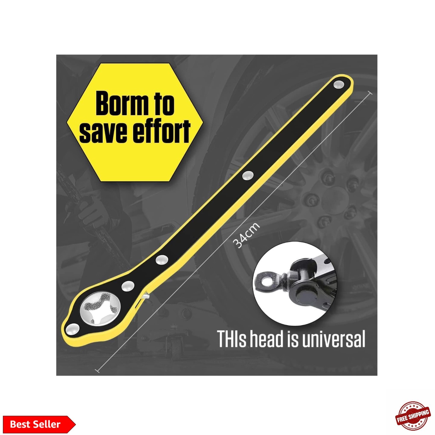 Auto Labor-Saving Jack Ratchet Wrench with Long Handle for Scissor Jack, Lug …