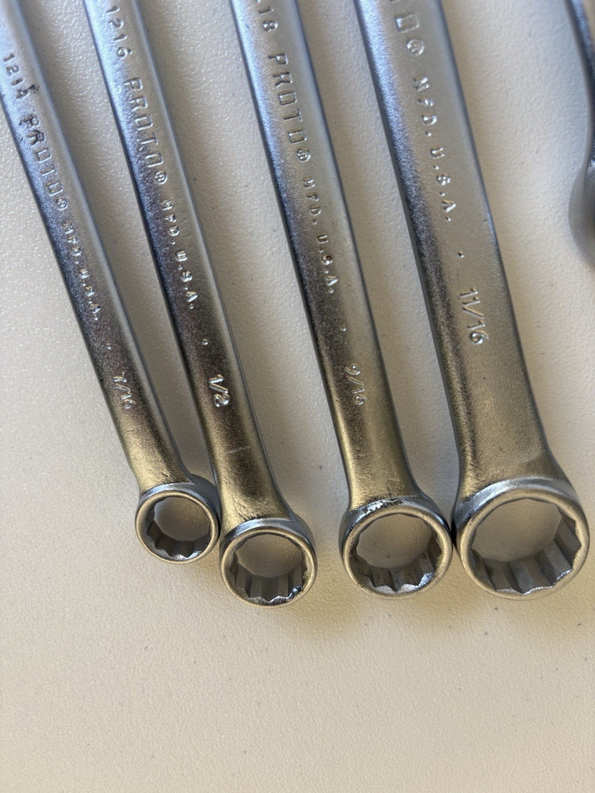 Vintage Proto Professional 7pc Combination Wrench Set 1214-1228 12pt USA Made