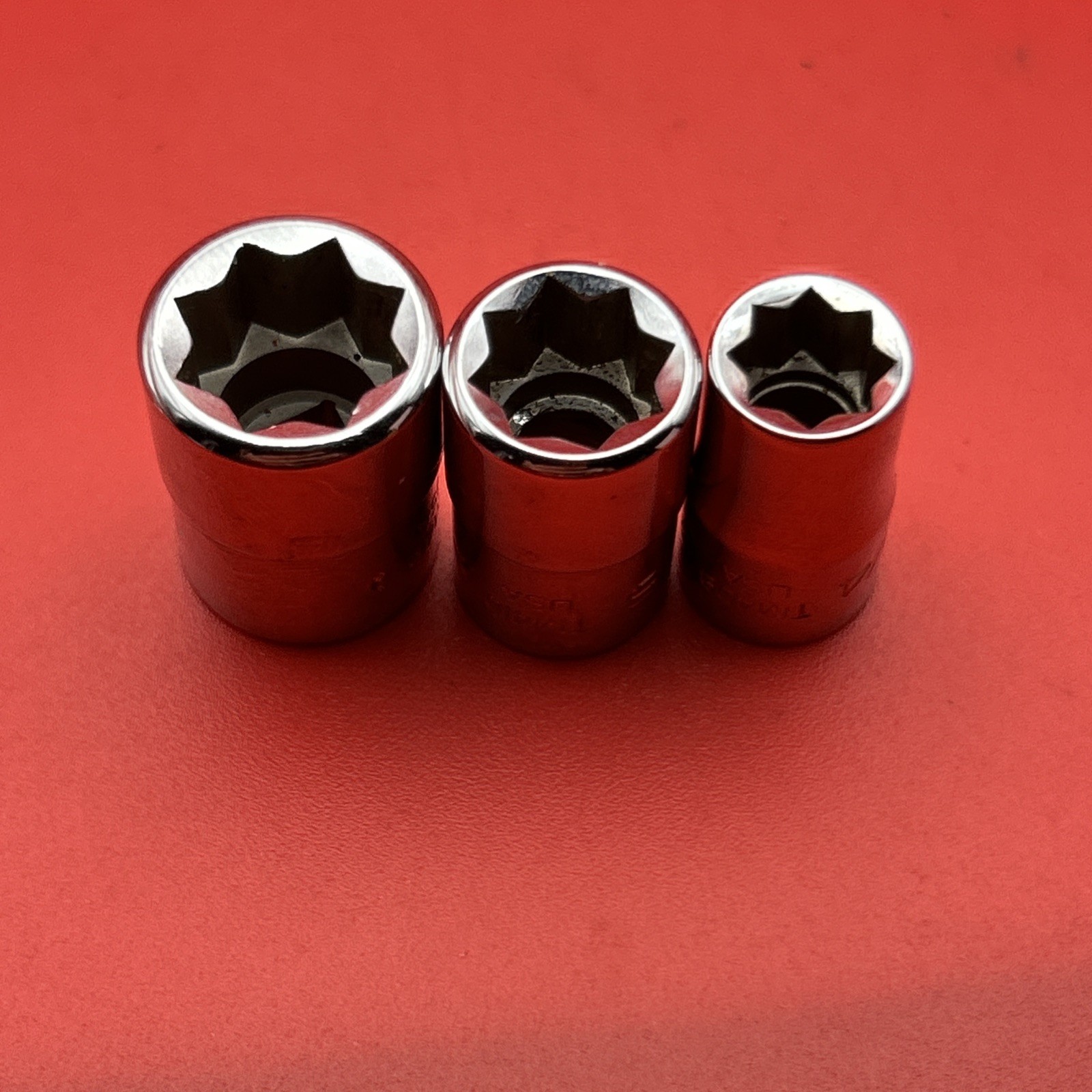 Snap-On 3 pc 1/4 drive double square 8pt Socket Set 3/8, 5/16, 1/4 TM
