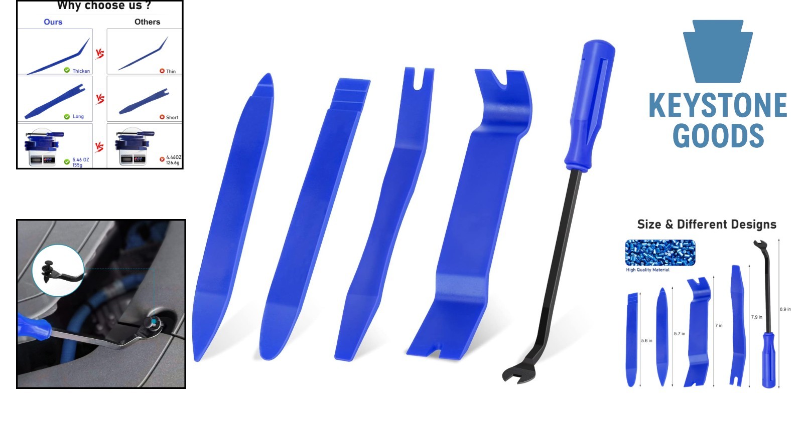 Auto Trim Removal Tool Set – 5pcs Plastic Pry & Fastener Remover Kit for Car …