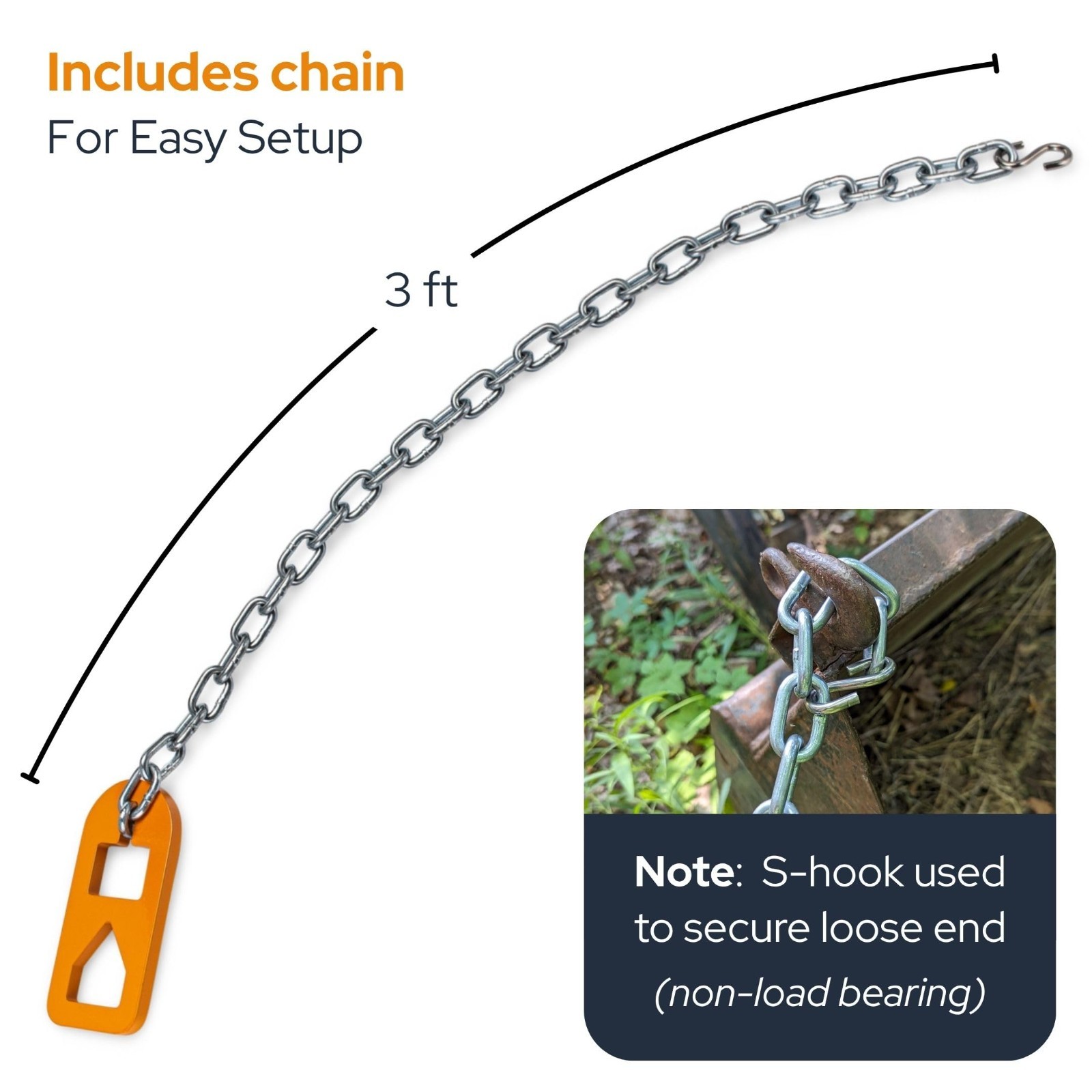 Heavy Duty T-Post Puller Tool, Carbon Steel Plate with Chain, Rust-Resistant Ora