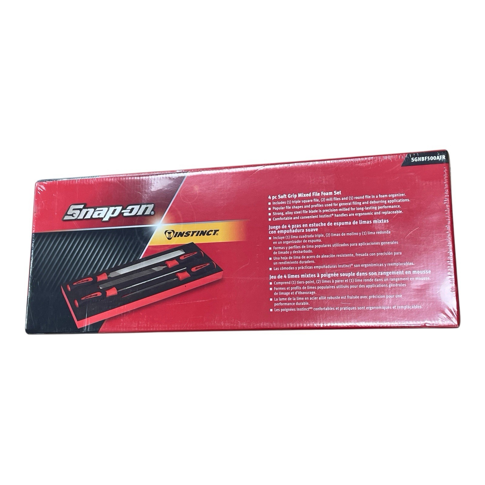 Snap on Tools Red Soft Grip Handle 4 Piece Mixed File Foam Set SGHBF500AFR
