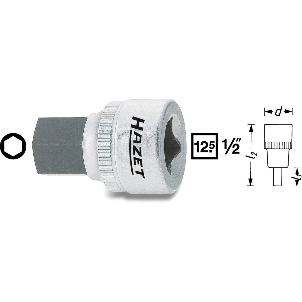 Hazet 985-14 Bit For Hexagon Screws 1/2″ Non-Slip Knurled German-made