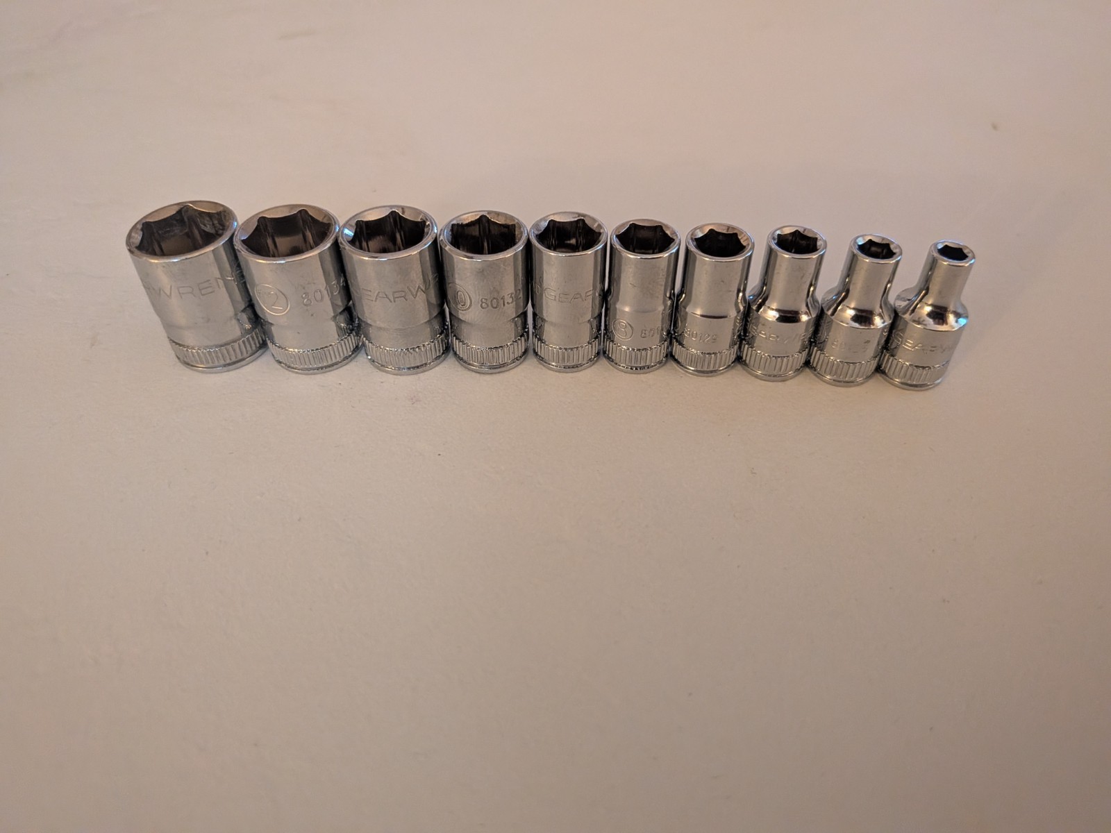 10 Pc Gearwrench Chrome Metric Socket Set. 1/4” No rust, No markings