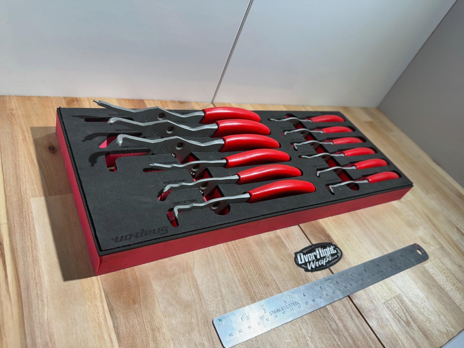 Snap-on Tools USA NEW RED 12-Piece Master Snap Ring Pliers Foam Set SRPCR1200FR