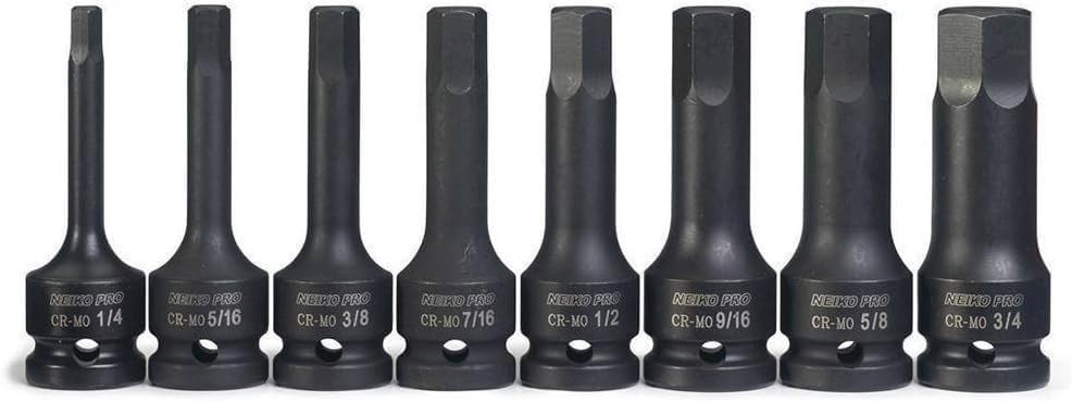 8-PCS 1/2-In Drive Allen Socket Set 3-In 1/2-In Impact Hex-Bit Socket Set SAE