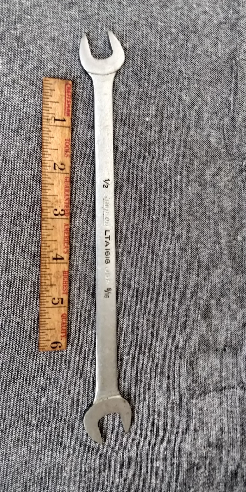 Snap On 1/2″-9/16″ SAE Chrome Low Torque Slime Line Open End Wrench LTA1618