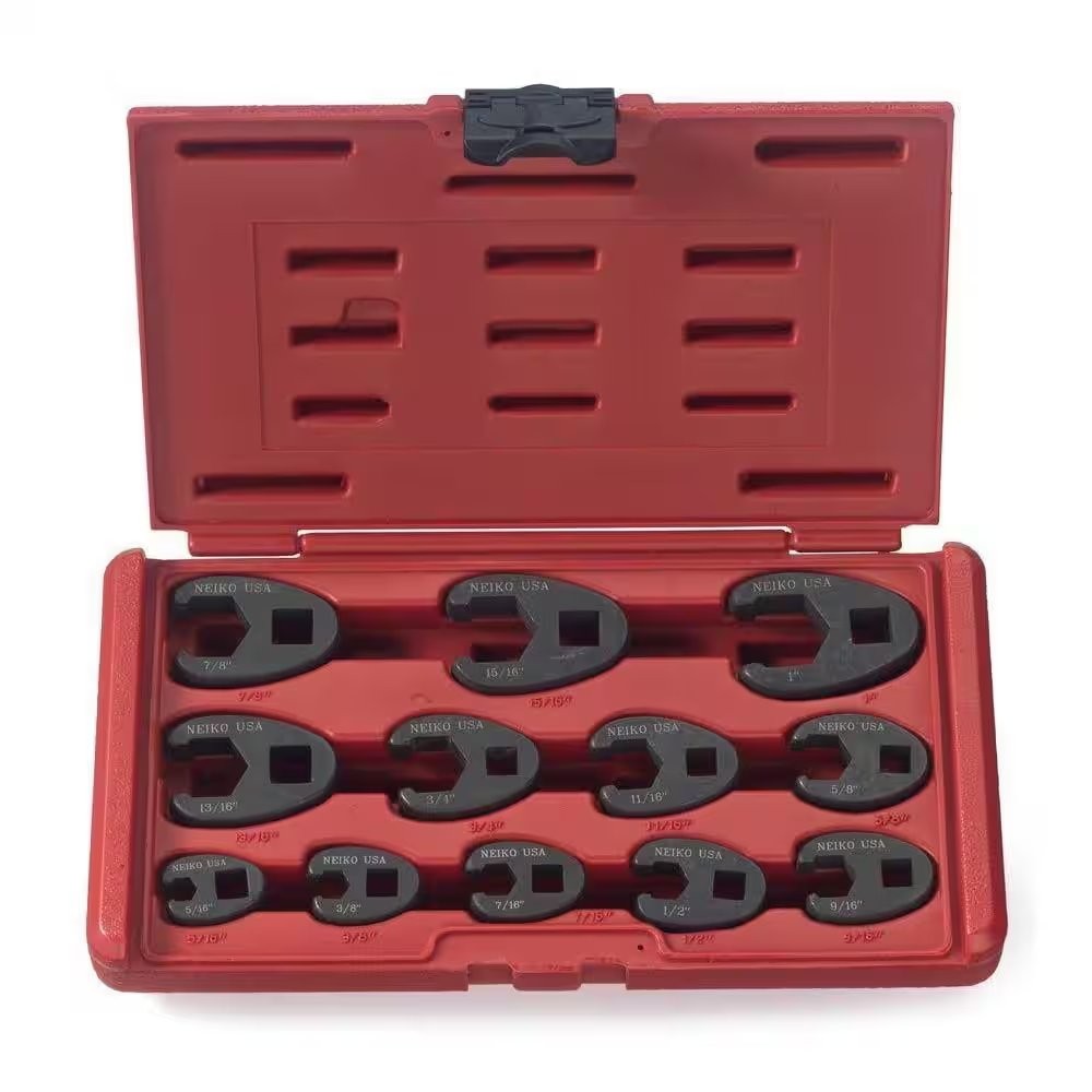 NEIKO 1/2 in. and 3/8 in. Drive Crowfoot Wrench Set, 12 Piece, SAE 5/16 in. to 1
