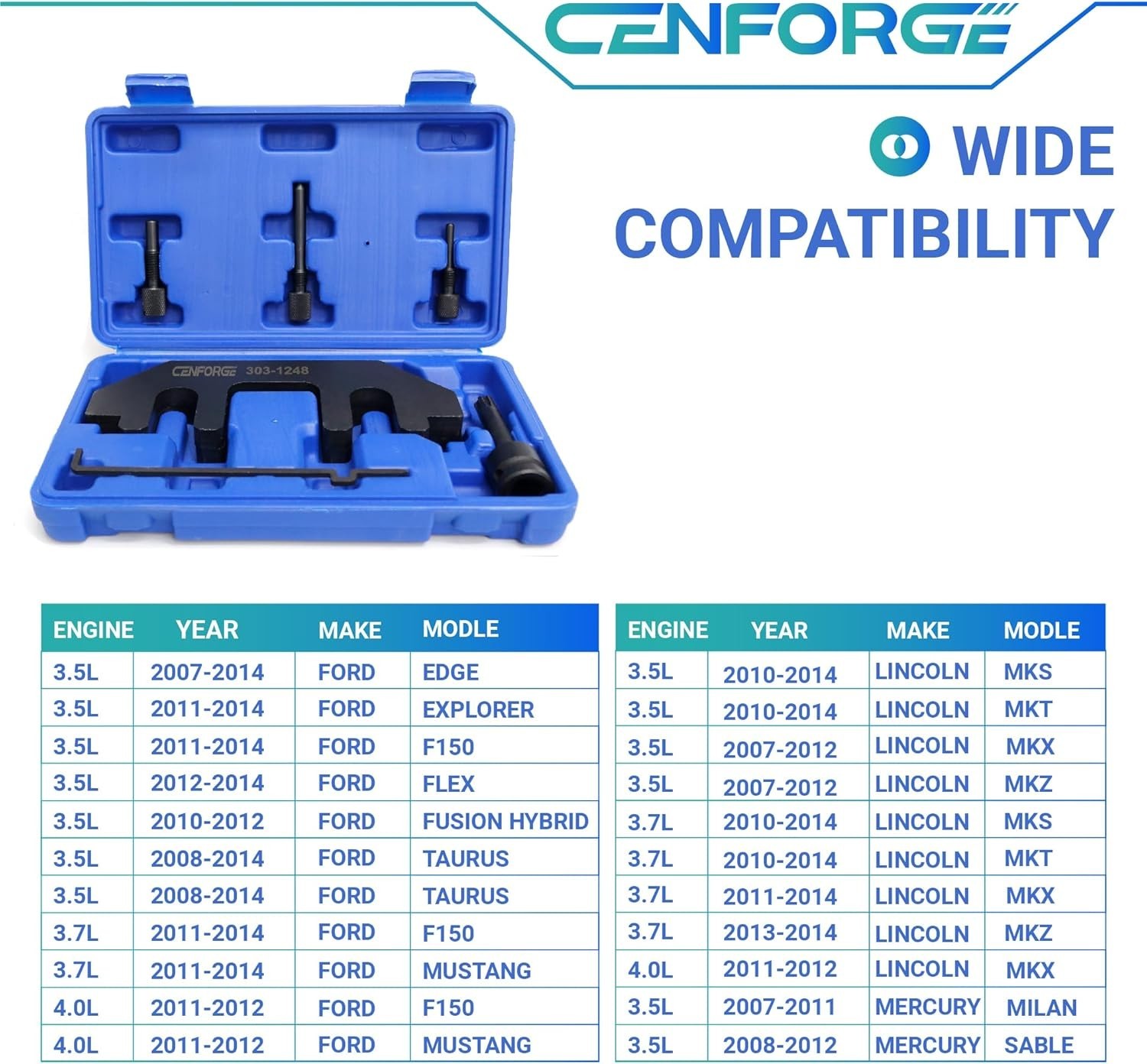 303-1248 7PC Camshaft Holding Timing Tool Kit for Ford 3.5L & 3.7L 4V Engine,