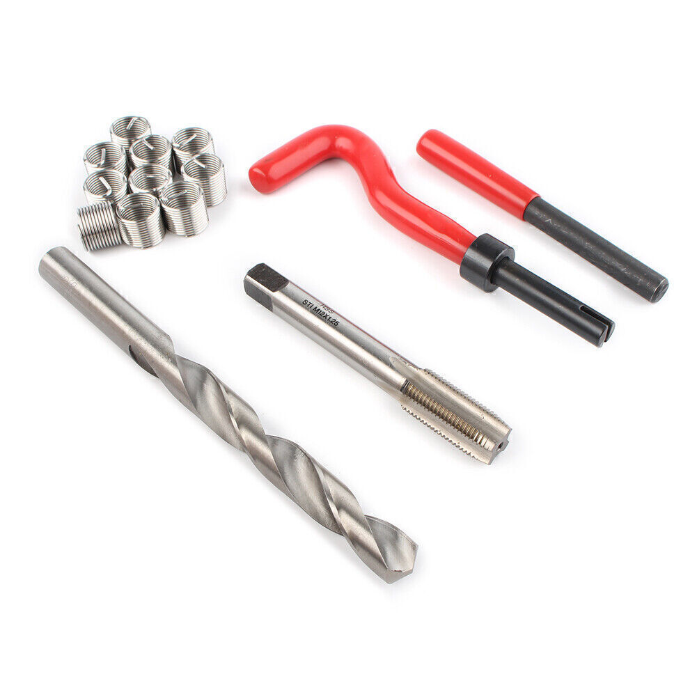 M12 x 1.25 Metric Thread Repair Install Tool Insert Kit M12 Helicoil Coil 15pcs