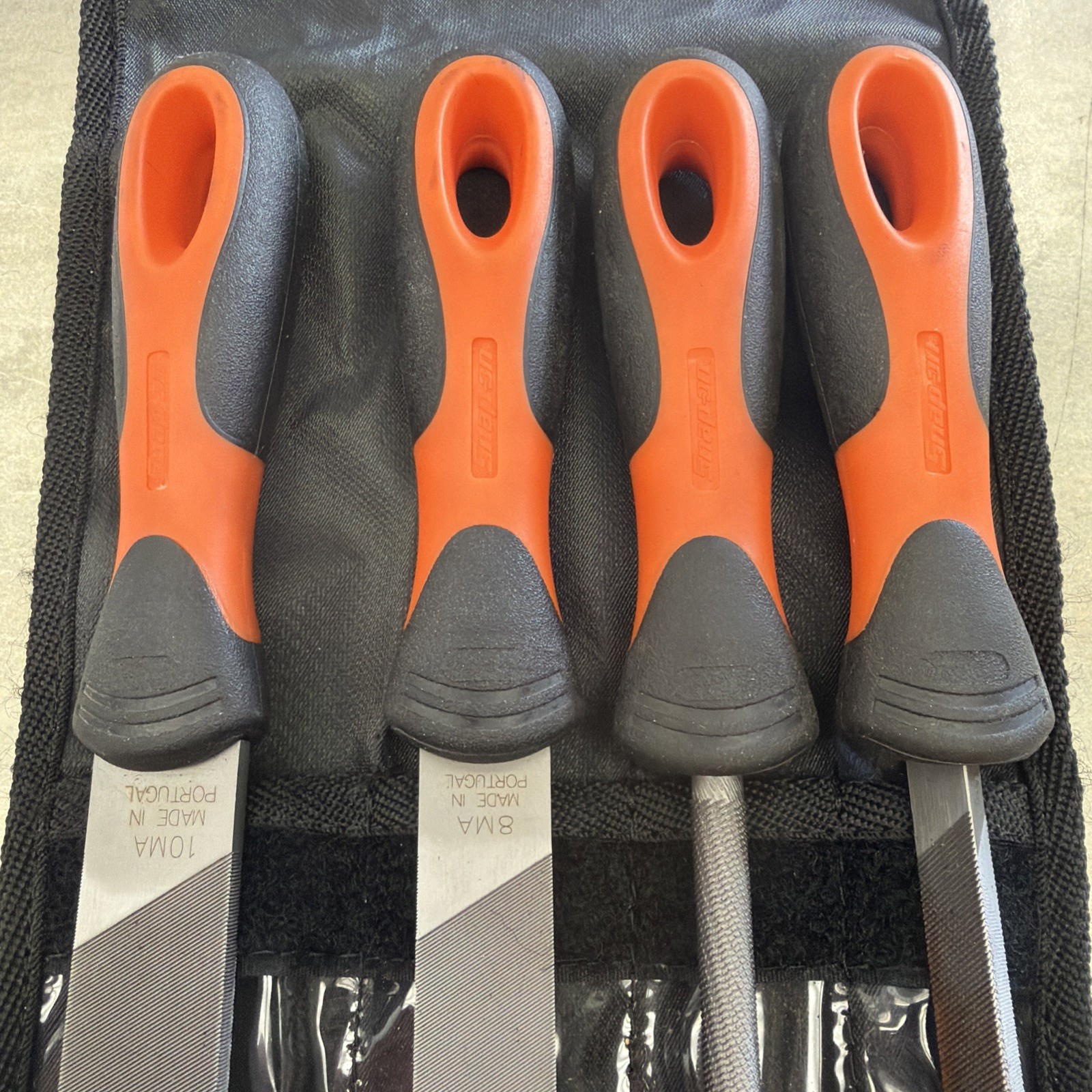 Snap-on Tools ORANGE 4pc Soft Grip Handle Mixed File Set SGFMX104O